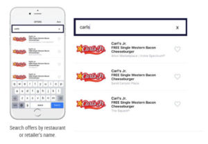 Search offers by restaurant or retailer's name