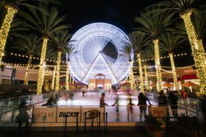 The Anaheim Ducks Ice Rink at Irvine Spectrum Center is open now until January 7 for the holiday season.