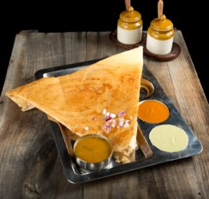 Try the Onion Dosa at Southern Spice Indian Kitchen at Crossroads in Irvine.